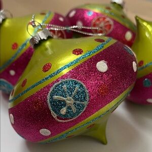 Pier 1 Festive Pink and Green Ornaments